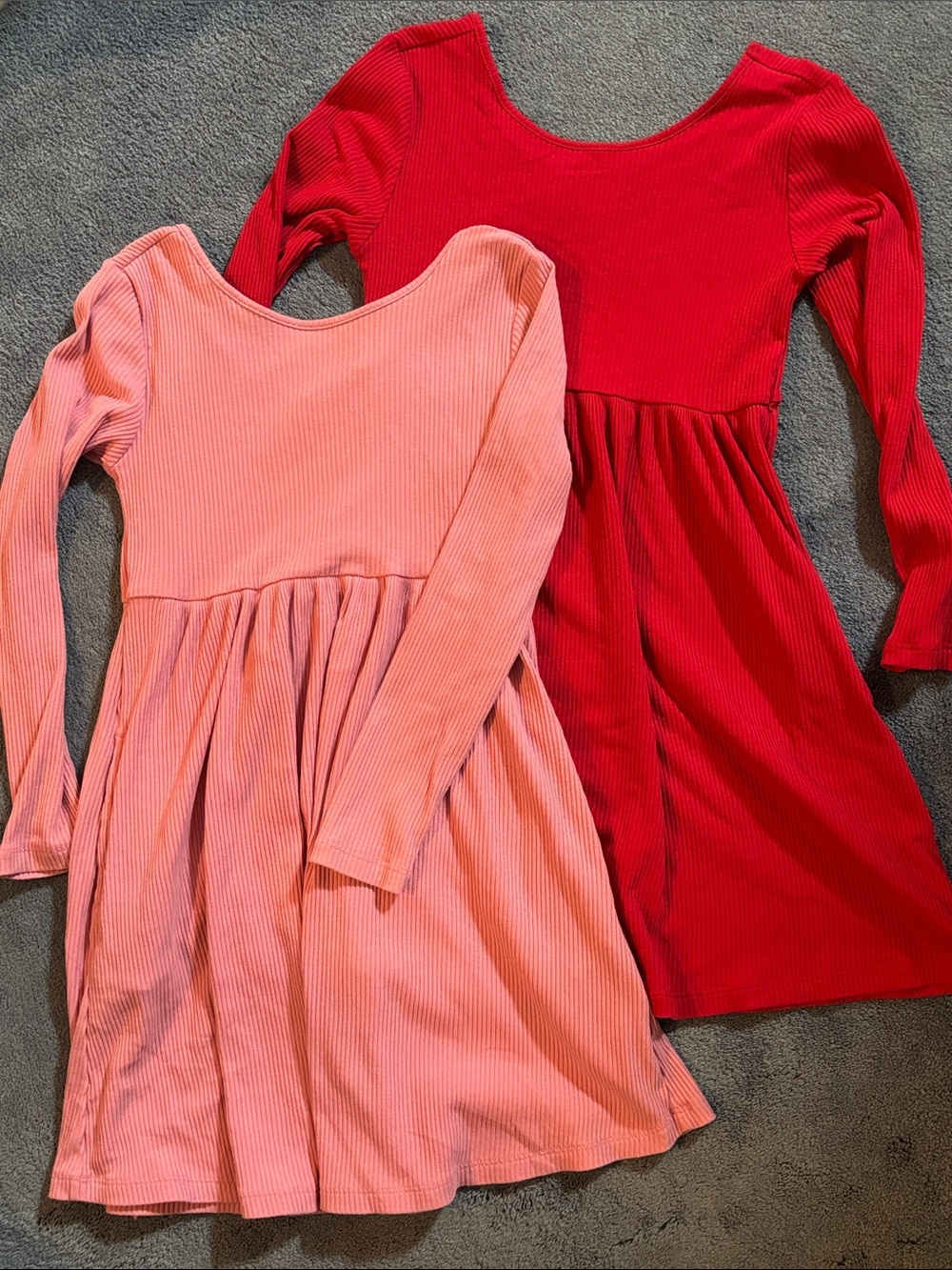 NWOT Old Navy Pink and Red Ribbed Long Sleeve Swing Dresses